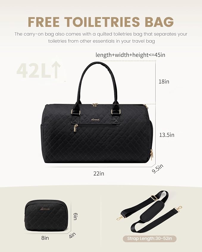 LOVEVOOK Travel Duffle Bag, Weekender Bag for Women with Toiletry Bag, Carry on Overnight Bag with Shoe Compartment, Gym Duffel Bag with Wet Pocket, Mommy Hospital Bags for Labor and Delivery - Image 8