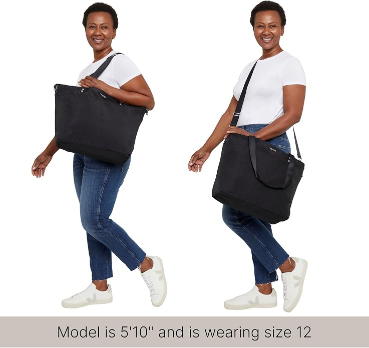 Baggallini Carryall Tote - Lightweight Nylon Zipper Top Weekender Travel Beach Bag w/Luggage Sleeve - Image 2