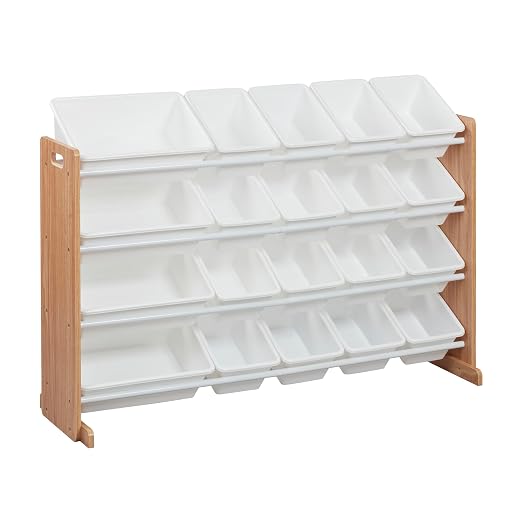 ECR4Kids 4-Tier Organizer with 16 Removable Plastic Bins, 4x4, Toy Storage, Natural/Primary | Durable plastic bins, MDF panels, steel frame, GREENGUARD Gold Certified, 72 lb capacity, anti-tip kit, playroom/classroom by ECR4Kids