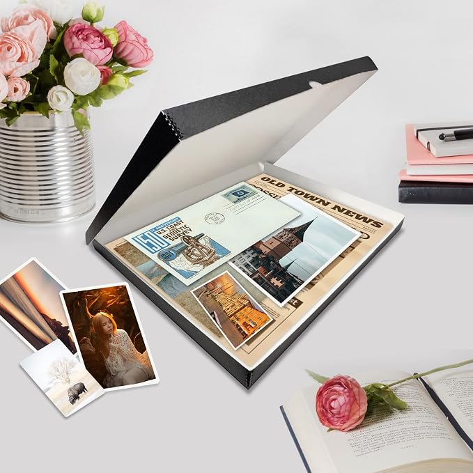 Lineco Clamshell Archival Storage Box, 18.5x24.5x1.75 Inch, Black | Acid-Free with Metal Edge Boxboard, Organize and Store Photos Documents Cards Negatives Magazine Prints Family Records DIY - Image 7