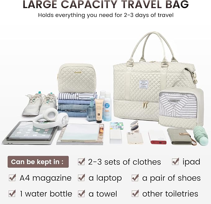 LOVEVOOK Travel Duffle Bag,Weekender Bags for Women with Shoe Compartment，Carry on Overnight Bag with Toiletry Bag,Gym Duffel Bag with Wet Pocket, Hospital Bags for Labor and Delivery - Image 5