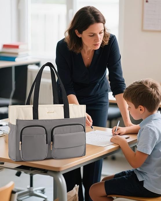 LOVEVOOK Teacher Tote Bag for Women,Multi-pocket Laptop Bag with Large Cup Holder,Nurse Bags Work Travel Computer Handbag - Image 2