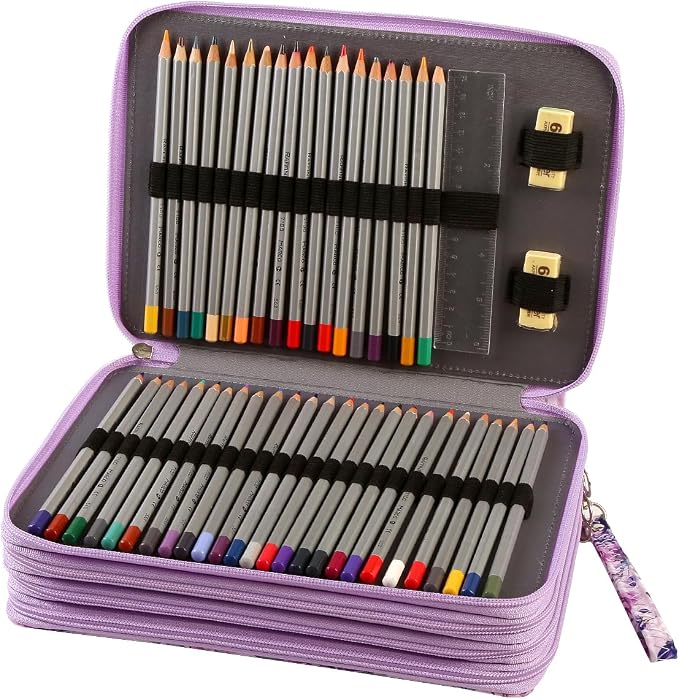200 Slots Colored Pencil Case Organizer, 4 Layer Bag | Twill Oxford fabric,203 elastic loops,detachable handle,for travel, home storage,drawing tools,creative gifts - Image 3
