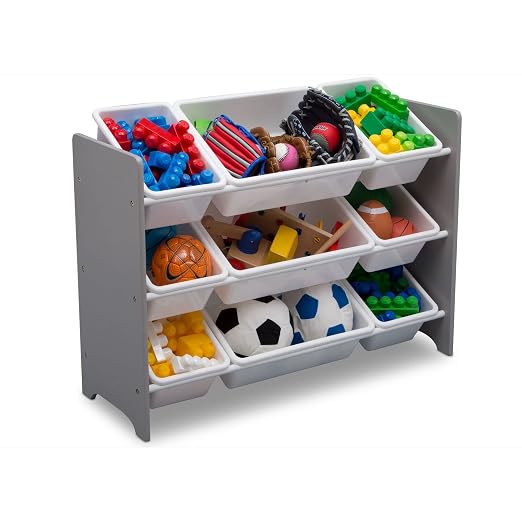 Delta Children MySize 9 Bin Plastic Toy Organizer - Greenguard Gold Certified, Grey & MySize Deluxe Toy Box - Greenguard Gold Certified, Grey - Image 2