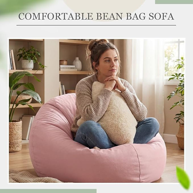 Sliner 2 Pcs Stuffed Storage Bean Bag Chair Cover for Kids Adults (No Filler) Stuffable Zipper Beanbag Cover for Organizing Plush Toys or Foam(23.5 * 23.5 * 25.5inch,Cotton,Light Pink and Light Blue) - Image 5