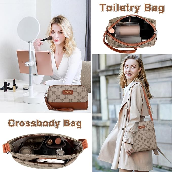 ITIEZY Weekender Bag for Women 21.5" Travel Duffel Large Carry On Bag 3PCS | Nylon Duffel Bag with Waterproof Shoe Compartment, Crossbody Bag and Toiletry Bag, Travel Weekend Hospital Overnight Gym Bag - Image 4