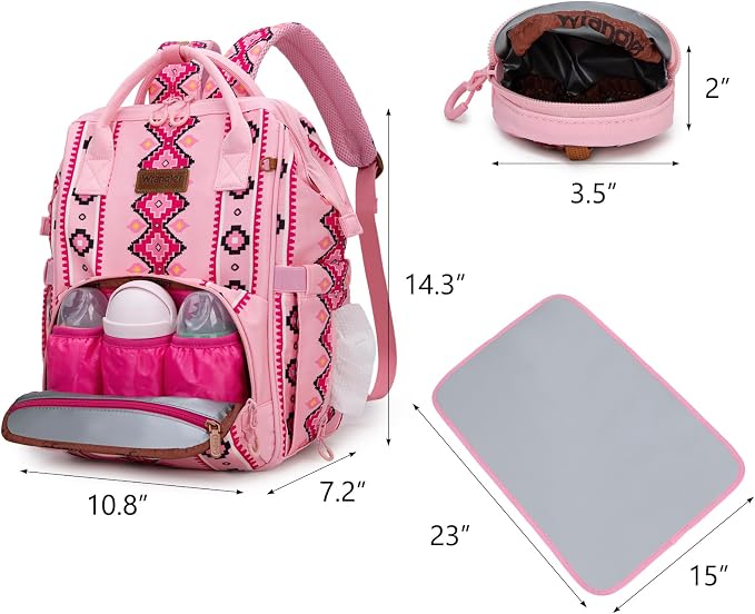 Montana West Wrangler Diaper Bag Backpack Aztec Callie Bag Travel Backpack Purses Western Multi-Function Baby Bags for Mom - Image 3