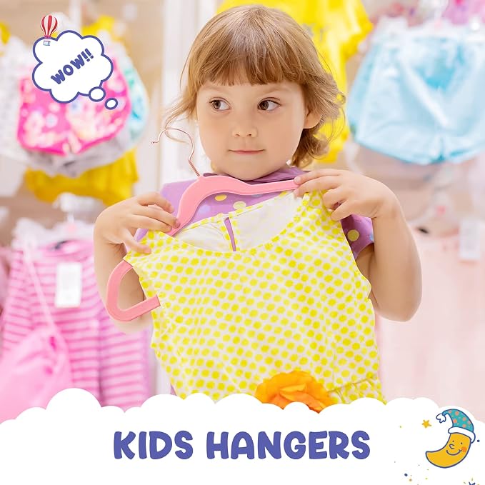 HOUSE DAY Velvet Kids Hangers 60 Pack, Premium Childrens Hangers for Closet | Blush Pink Ultra Thin Cute Clothes Hanger, Non Slip Small Felt Hanger 14 Inch for Kids Clothes +360° Swivel Rose Gold Hook - Image 2