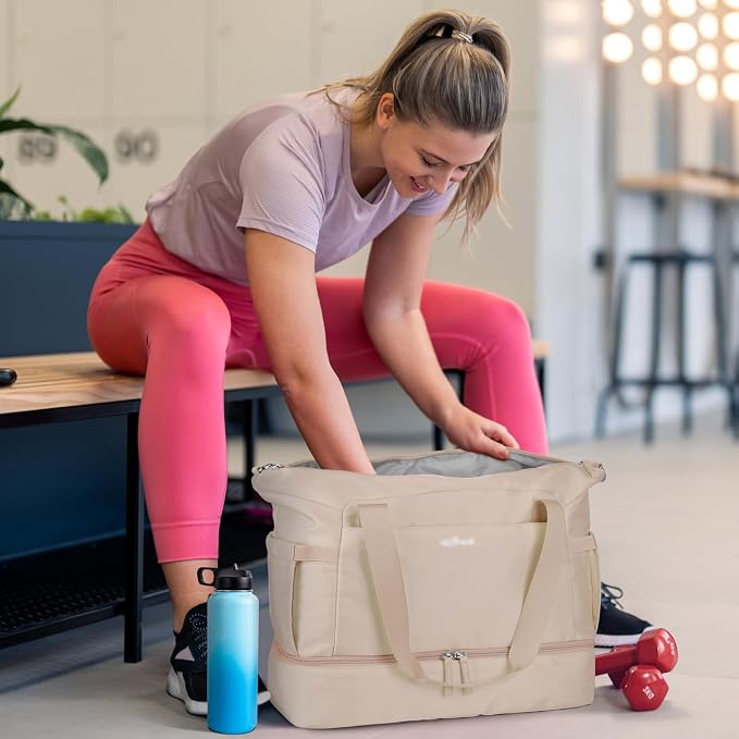 Gym Bag for Women, Personal Item Travel Bag with Shoes Compartment for Trip | Weekender Overnight Duffel Bag with Wet Pocket, Hospital Bag for Women Labor Delivery, Carry On Bag for Travel, Gym, Weekend - Image 2