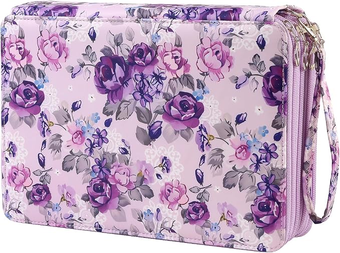 200 Slots Colored Pencil Case Organizer, 4 Layer Bag | Twill Oxford fabric,203 elastic loops,detachable handle,for travel, home storage,drawing tools,creative gifts by Lbxgap