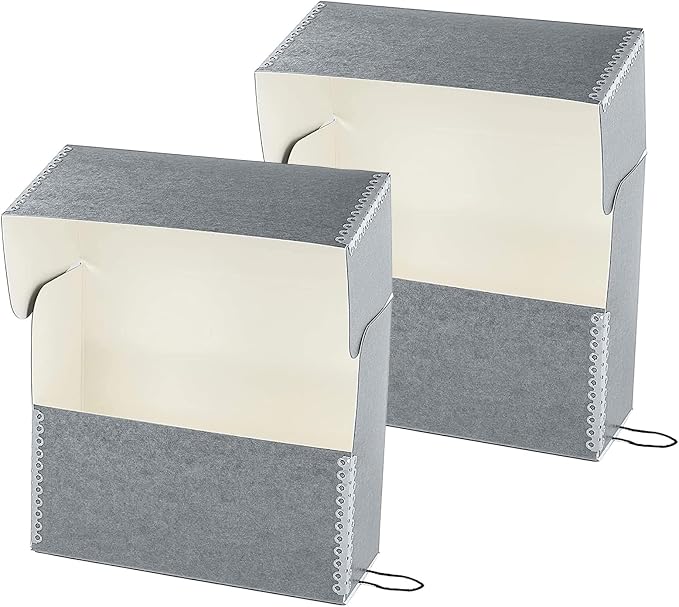 Lineco Archival Document Storage Box, Gray, 15.5" x 12.5" x 5" | Jumbo-Sized, Metal Edge, Acid-Free Boxboard Case, Organize Files, Prints, Photos, Pack of 2 by Lineco