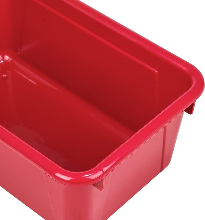 Storex Small Cubby Bins – Plastic Storage Containers for Classroom with Non-Snap Lid, 12.2 x 7.8 x 5.1 inches, Red, (62407U05C) (Pack of 5) - Image 5