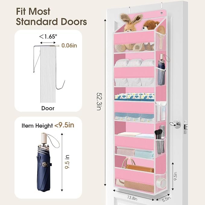 2 Pcs Over The Door Organizer Large Capacity Hanging Storage Room Organizer | 40 lb Capacity, Ultra-Sturdy, Foldable, Mesh Design with Clear Window, Space-Saving Organizer for Pantry, Nursery & Closet - Image 2