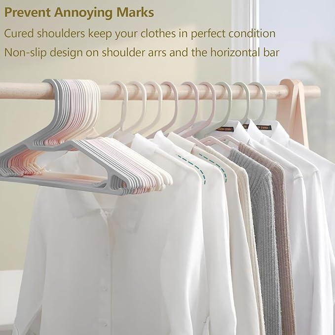 Clothes Hangers 16.5", Blouse Hanger with Z-Shape Opening, Short Neck Hangers for Closet, Coat Hanger for Adults Suit, Hoodies, Shirts, Jacket, Plastic Shirt Hangar for Men Grey, 20 Pack - Image 6