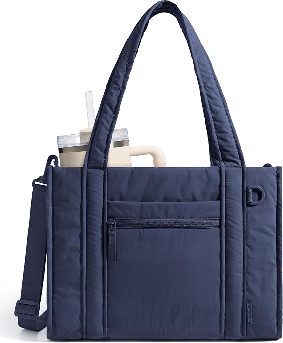 BAGSMART Boxy Tote Bag for Women, Crossbody Work Bag with Zipper | 3 Sizes Small Mini Tote Bag, Inner Tumbler Pocket Crush Bow Should Bag for Travel Work College by BAGSMART
