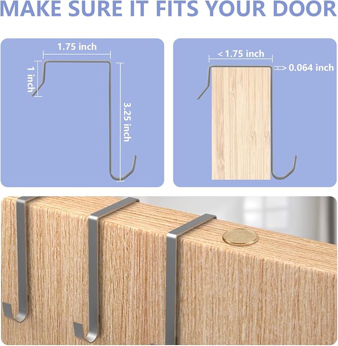 FENTEC 2 Pack Over the Door Shoe Organizer, Hanging Shoe Organizer, 6-Tier Large Deep Pockets Door Shoe Rack with 3 Hooks Shoe Organizer for Shoes, Sneakers, and Home Accessories, Grey | 6-Tier Large Deep Pockets Door Shoe Rack for Closet Shoe Organize... - Image 8