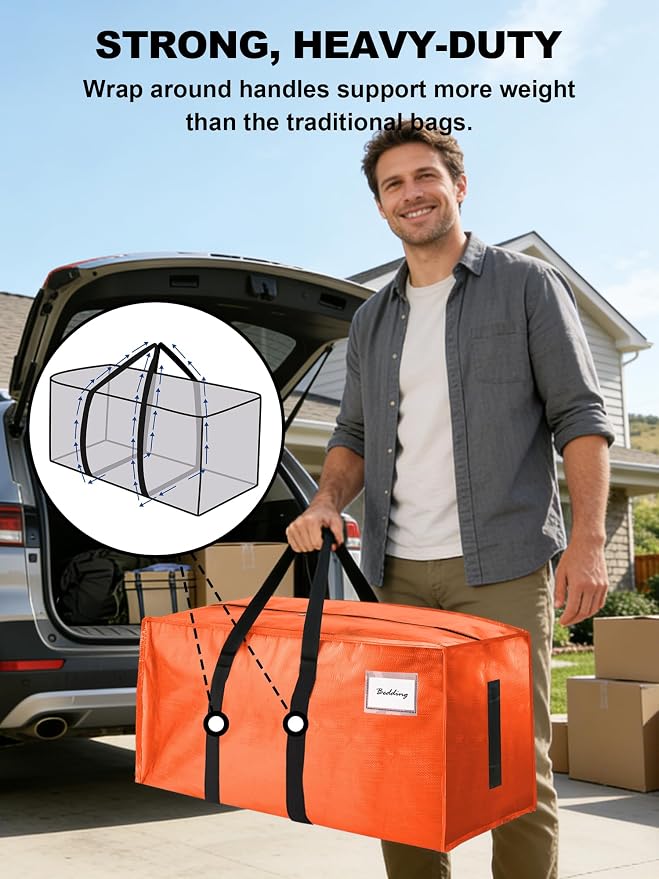 HOMESURE Supports 200lbs Heavy Duty Moving Bags - Strong Zipper & Wrap-Around Handles - Water-Resistant Storage Totes, Durable Alternative to Moving Boxes - 4 Pack -Multi-Color System for Easy Sorting - Image 2