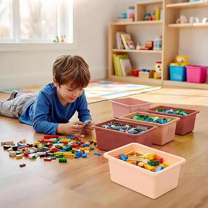 Zonon 12 Pcs Plastic Cubby Storage Bin Back to School Classroom Cubby Organization Storage Container with 1 Pack Self Adhesive Label for Office School Library(Boho Color,11.61 x 7.68 x 4.92) - Image 7