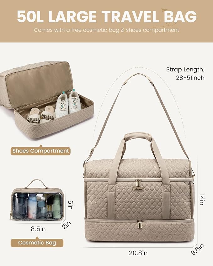 LOVEVOOK Large Travel Duffle Bag, Weekender Bags for Women With Shoe Compartment, Overnight Hospital Bag For Women Labor Delivery, Carry on Bag Personal Item Travel Bag, Yoga Gym Duffel Bag - Image 4