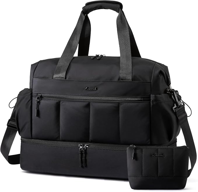 LOVEVOOK Travel Duffel Bag, Weekender Bags for Women, Large Overnight Bags with Shoe Compartment, 47L Carry on Gym Hospital Bag with Wet Pocket, 2 Pcs by LOVEVOOK