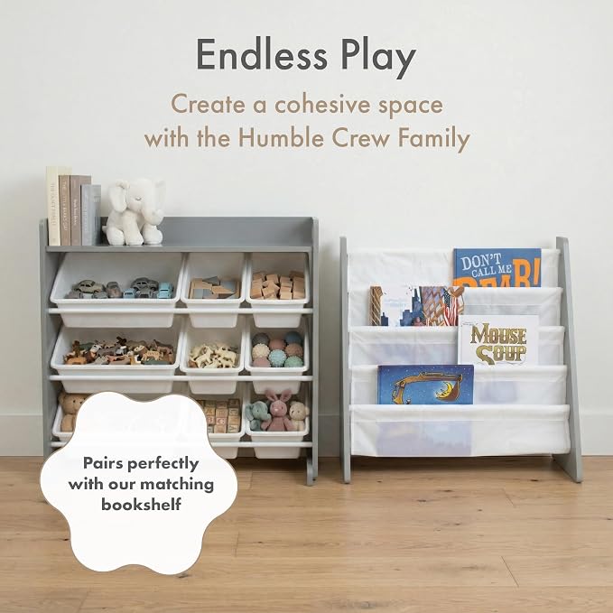Humble Crew Kids Toy Organizer with Display Shelf, 9 Bins, 3 Tier Storage | Sturdy wood and steel toddler shelf, removable BPA-free containers, wall anchor anti-tip safety kit for bedroom or classroom - Image 9