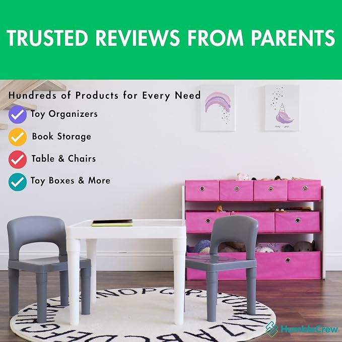 Humble Crew Kids Toy Organizer with 9 Fabric Bins, 3 Tier Storage Shelf | Sturdy wood and steel toddler frame, collapsible containers, wall anchor anti-tip safety kit for playroom, bedroom, classroom - Image 7
