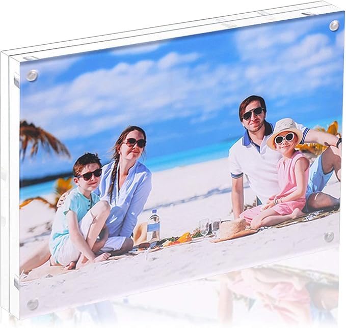 Acrylic 8x10 Photo Frames Double Sided Magnetic Picture Clear Frame | with Stand Double Sided 10mm frame,placed vertically,laid flat,or attached to the fridge,for Family, Baby, Friend Best Gift by JUOIFIP