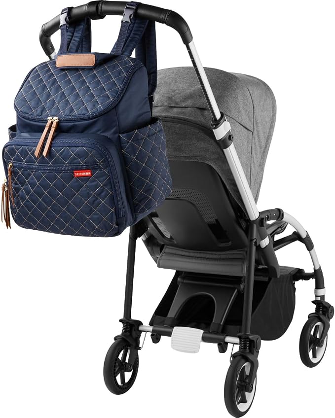 Skip Hop Diaper Bag Backpack: Forma, Multi-Function Baby Travel Bag with Changing Pad & Stroller Attachment, Navy - Image 8