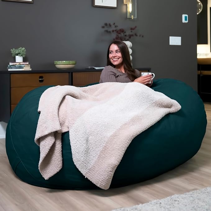 Big Joe Fuf 7Ft Giant Foam Bean Bag Chair, Oversized Couch with Removable Cover for Kids, Teens, Adults, Deep Sea Velveteen, Durable Woven Polyester, 7 Foot | Premium Shredded Foam Filled, Velveteen, Adult-Sized Comfortable Seating, Supports Up to 300 lbs - Image 2