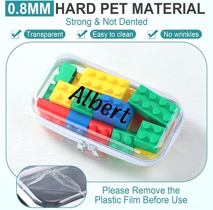 12 Pcs Clear Hard Zipper Case Back to School,7.48 x 3.94 x 2“ | Plastic Zipper Pouch with 5 Sheets Alphabet Stickers Toy Storage Organizer Makeup Case for Travel Building Blocks Puzzles - Image 4