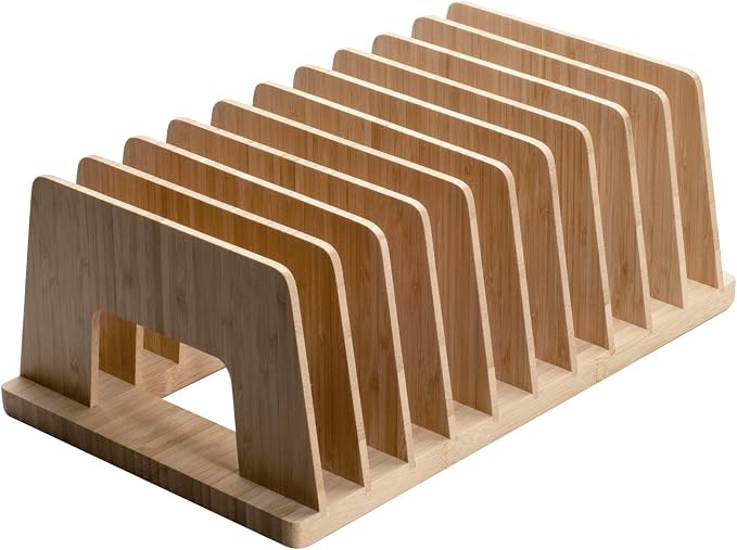 MobileVision Bamboo Desktop File Folder Organizer and Paper Tray, 10 Slots - Image 6