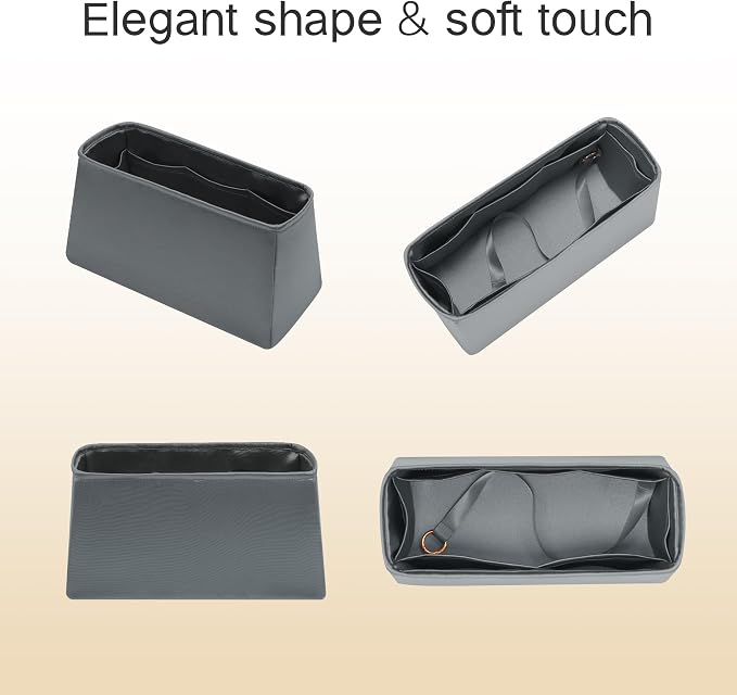 Fits for Brikin Bag Insert Organizer For Hermes(30 S,Gris Meyer) | Premium Silk Material,Smooth Touch,Lightweight,zipper,protect from scratches & stains,multiple pockets,keychain,waterproof - Image 9