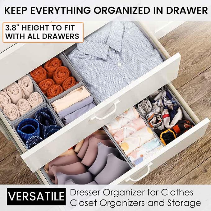 【FAMILY PACK】Drawer Organizer Clothes, 20 Pack Dresser Organizer Bins for Baby Clothes - Underwear Bra Sock Organizer - Fabric Closet Organization and Storage Dividers for Nursery Bedroom Dorm - Image 3