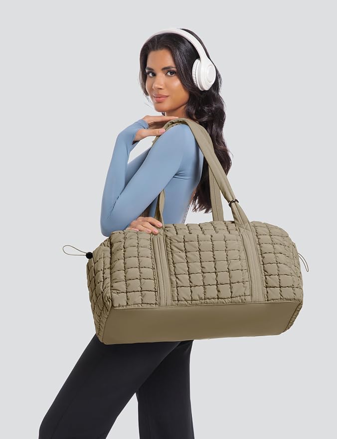Quilted Travel Duffle Bag Puffer Weekender Bag Overnight Bag Duffel Gym Bag | Medium Soft Puffy Carry-On for Women, Large Lightweight Personal Item Travel Bag for Trips Business Sport Airplane Hospital - Image 2