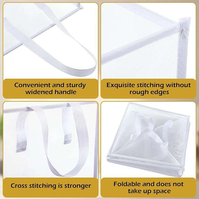 Zopeal 6 Pack Collapsible Mesh Laundry Basket, White, Single-layer | 13 Inch Square with Handles, Portable Foldable Hamper, Mesh See-through, Space Saving for Dorm Bedroom Laundry Room - Image 3