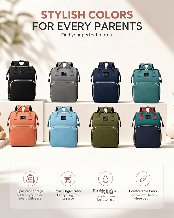 houscly Diaper Bag Backpack with Changing Station, 25L Large Capacity | Multifunction baby bag, baby registry search, baby girl newborn essentials must haves, baby shower gifts, green - Image 8