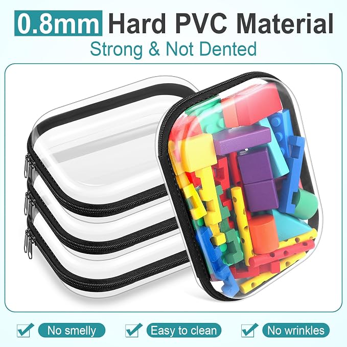 Sanwuta 6 Clear Hard Zipper Case,Black,7.87 X 5.9 X 2 Inch | Pencil Case Pouches ,Makeup Bag,Plastic Toiletry Diaper Bag ,Travel Toy Storage,Waterproof Organizer Bins - Image 3