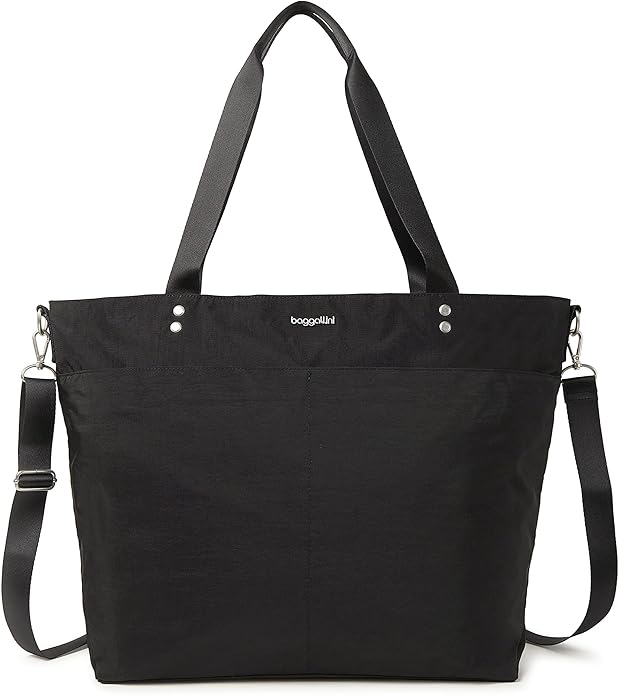 Baggallini Carryall Tote - Lightweight Nylon Zipper Top Weekender Travel Beach Bag w/Luggage Sleeve by baggallini