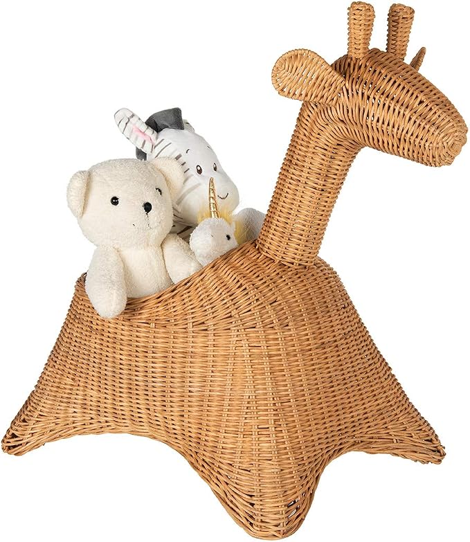 KOUBOO Wicker Giraffe, Naural Color Storage Basket, Brown | Playful animal-inspired design, spacious open storage, easy-access organization, charming accent for nurseries and playrooms - Image 7
