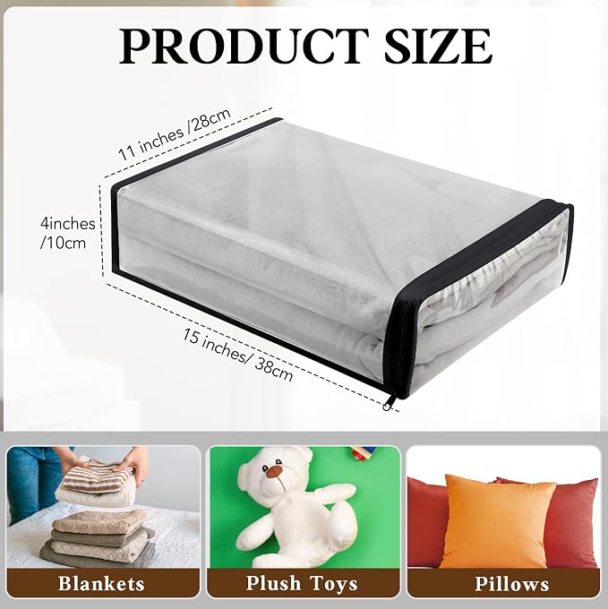 Riakrum 30 Pack Clear Zippered Storage Bags, 15x11x4 inches, Vinyl Plastic Sweater Sheet Organizers Storage Bags, PVC, for Clothes, Sheet, Blankets, Fabrics Organizers (Black) - Image 4