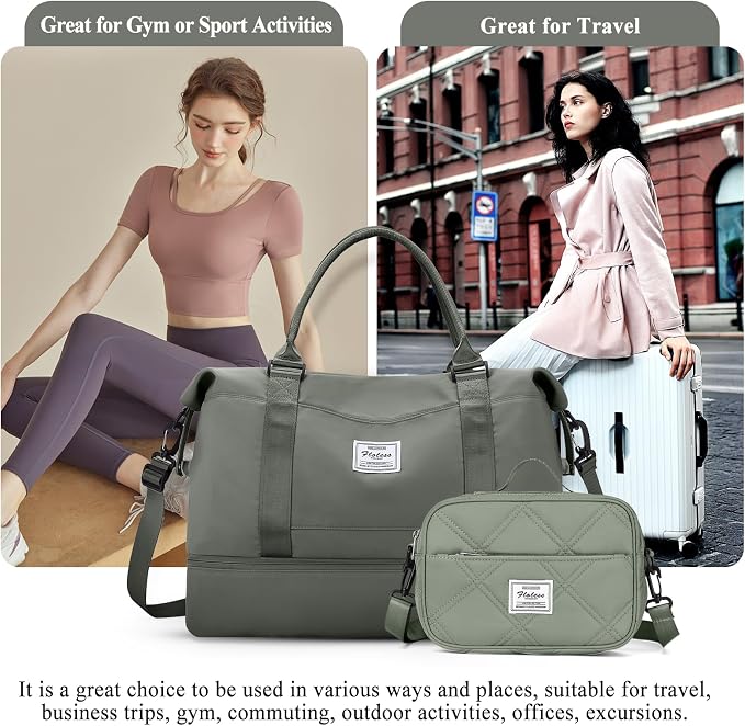Weekender Bags for Women, Personal Item Travel Bag with Shoes Compartment | Overnight Travel Duffel Bag with Quilted Toiletry Bag, Airplane Friendly Carry-On Bag - Image 8