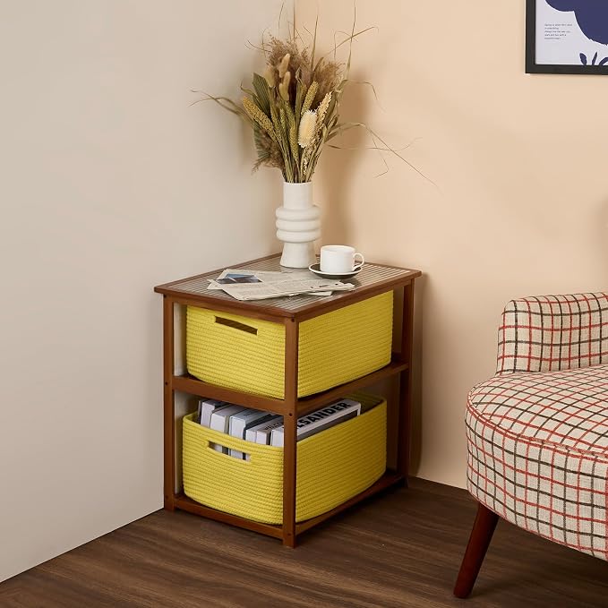 MiniArk Large Storage Baskets for Shelves, 17 x 13 x 7.5” Closet Organizers Bins for Clothes Blanket Towels, Baby Nursery, Toy Baskets Box, Woven Rope Baskets, 3 Packs Yellow - Image 8