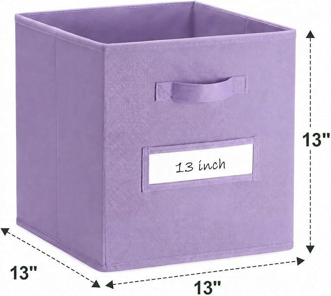 Storage Bins,13" Cube Storage Bin with Labels,10pcs,Purple | Fabric Storage Cubes for Shelves,13 Inch storage cube bins with 10 Labels Window Cards & a Pen. - Image 3
