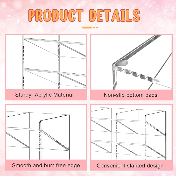 MotiMind Acrylic Pen Organizer Storage for 200 Marker Vertical Marker Organizer Acrylic Pen Display Holder for Office Desk Desktop Stationery Pencil Storage, Clear, 13 x 5 x 10.2 Inch - Image 3