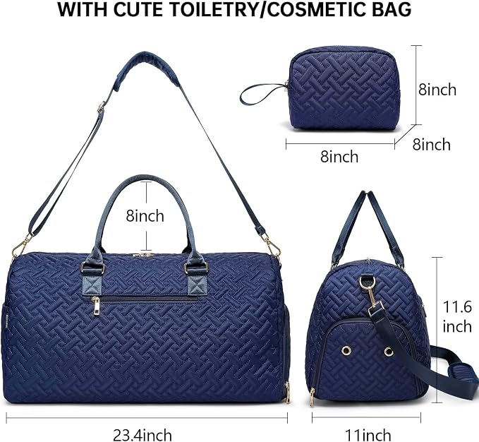 Duffle Bag for Travel, Weekender Bag with Shoe Compartment, Carry On Overnight Bag for Women with Toiletry Bag, Gym Bag with Wet Pocket, Hospital Bags for Labor and Delivery Beige - Image 3