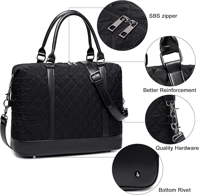 Bluboon Travel Tote Bags with Zipper Ladies Canvas Bag Weekender Overnight Bag for Women Carry on Duffel Bag Trolley Sleeve - Image 4