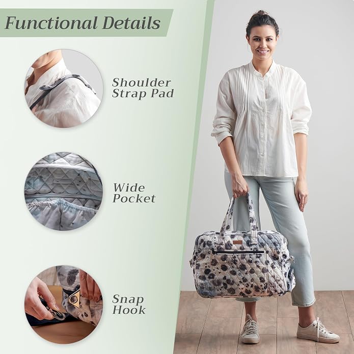Maison d' Hermine Weekender Bags for Women Cotton Quilted Duffel Overnight Luggage Weekend Bag for Men Gym Gifts Travel | Overnight Luggage Weekend Bag for Men Gym Sports Gifts Duffle bag Business Travellers Trip Spring Summer - Image 5
