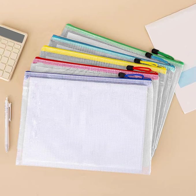 24pcs A4 Mesh Zipper Pouch Bags, Mesh Bags with Zipper Bulk, Pouches for Organization, Clear Storage Bags for Classroom, Travel, Office - Image 5