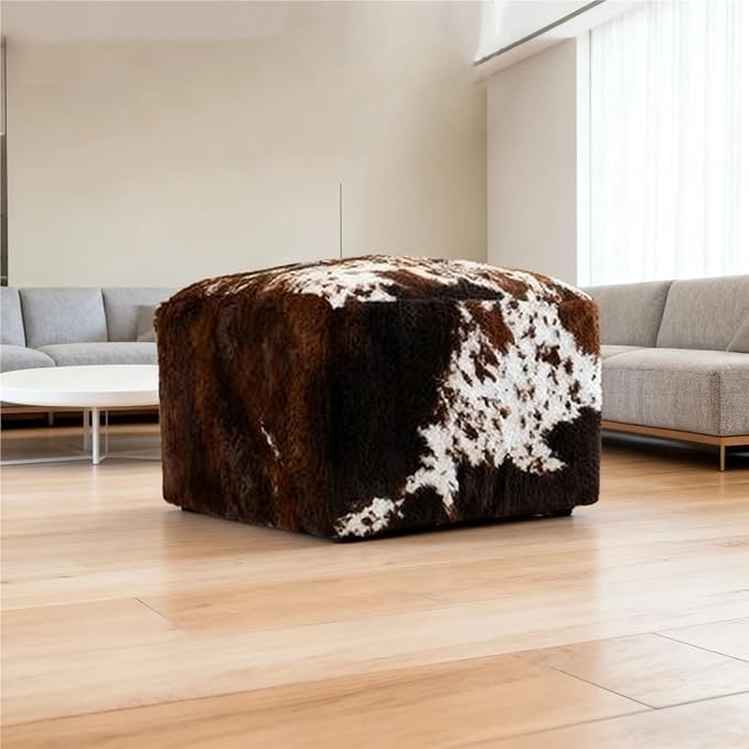 Square Faux Fur Pouf Ottoman Cover Footstool (No Filler) Indoor Beanbag Puff Footrest Footstool Washable Storage Bean Bag Chair Floor Pouf Covers Casual Bedroom(Dark Brown) by Unknown