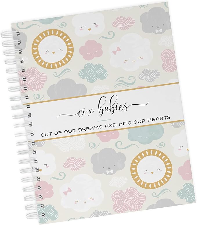 Personalized Twin Pregnancy Journal - Hardcover Pregnancy Memory Book Customized with Babies’ Names, Nicknames or Phrase - Prompted Journal for New Moms (Happy Clouds) by Unknown